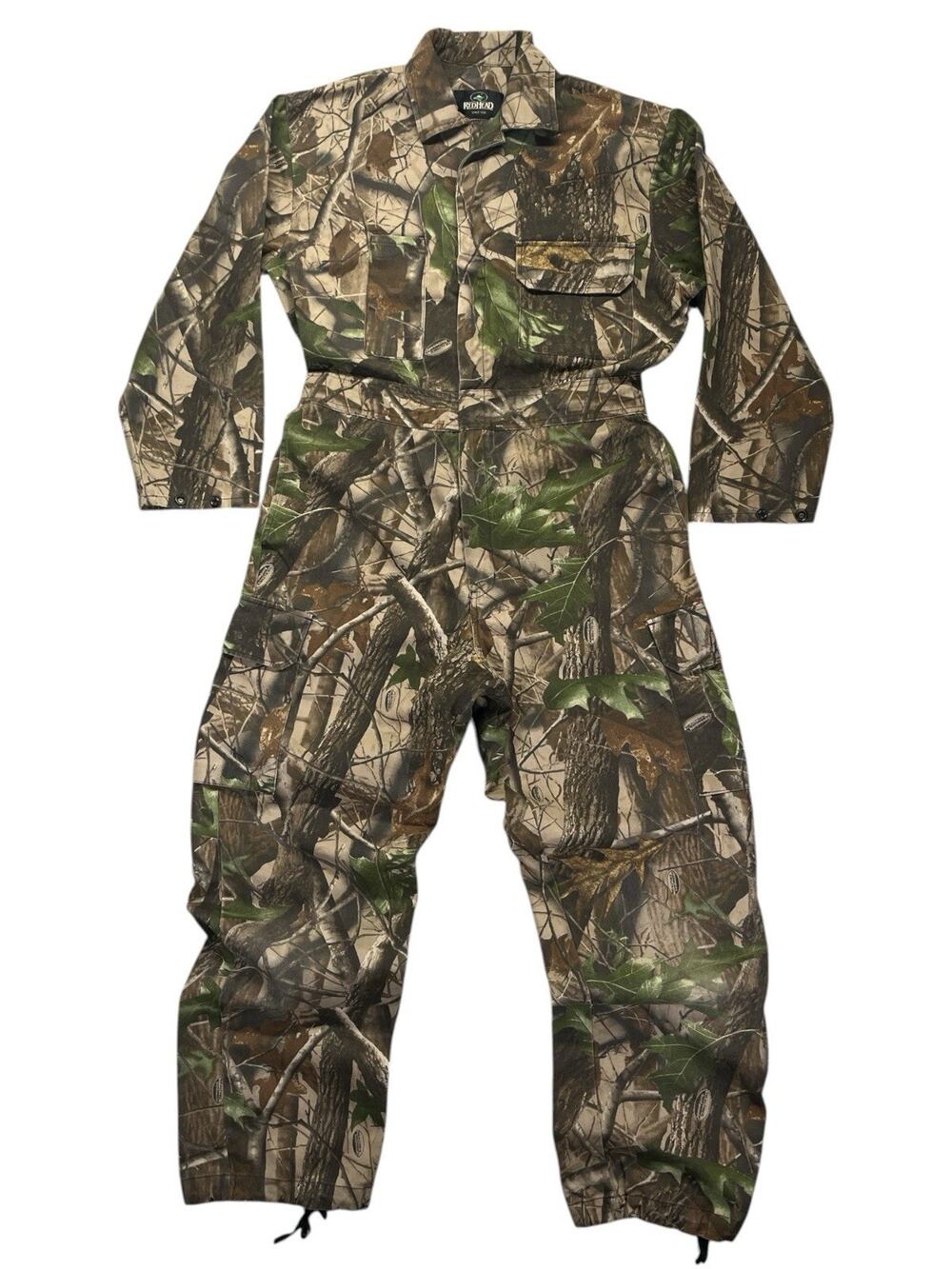 VintageRedHead Camo Men’s Real Tree Hardwood Hunting Coveralls Unlined S